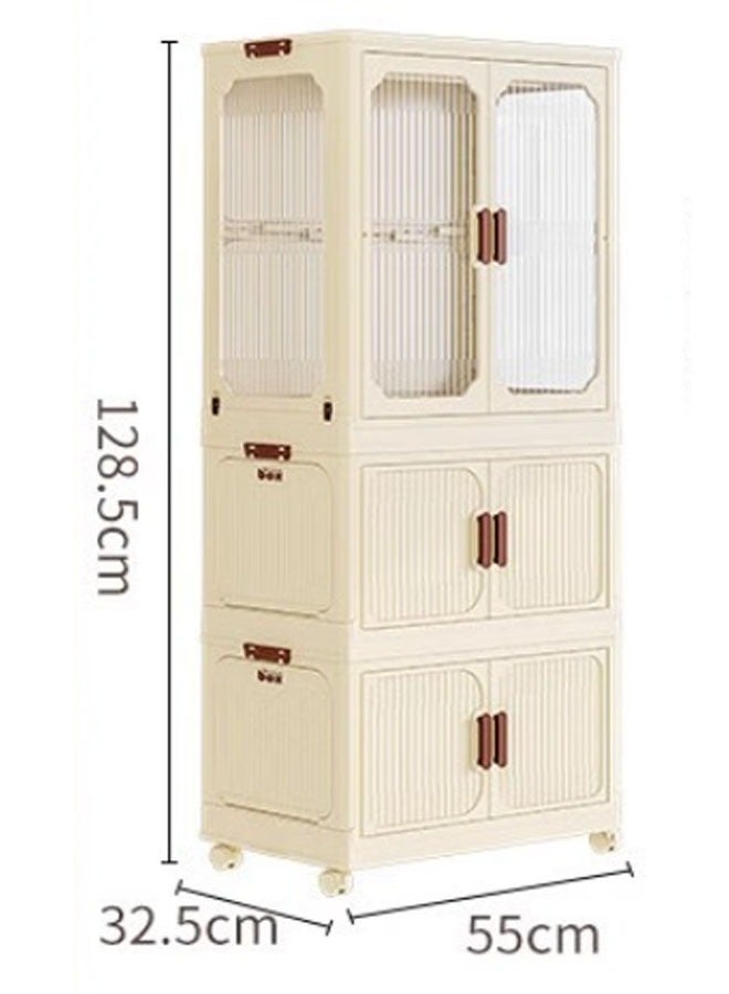 2 Layers Stylish Multi-Functional Storage 1 Cabinet & 2 Wardrobe