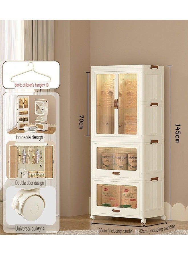 2 Layers Stylish Multi-Functional Storage 1 Cabinet & 2 Wardrobe