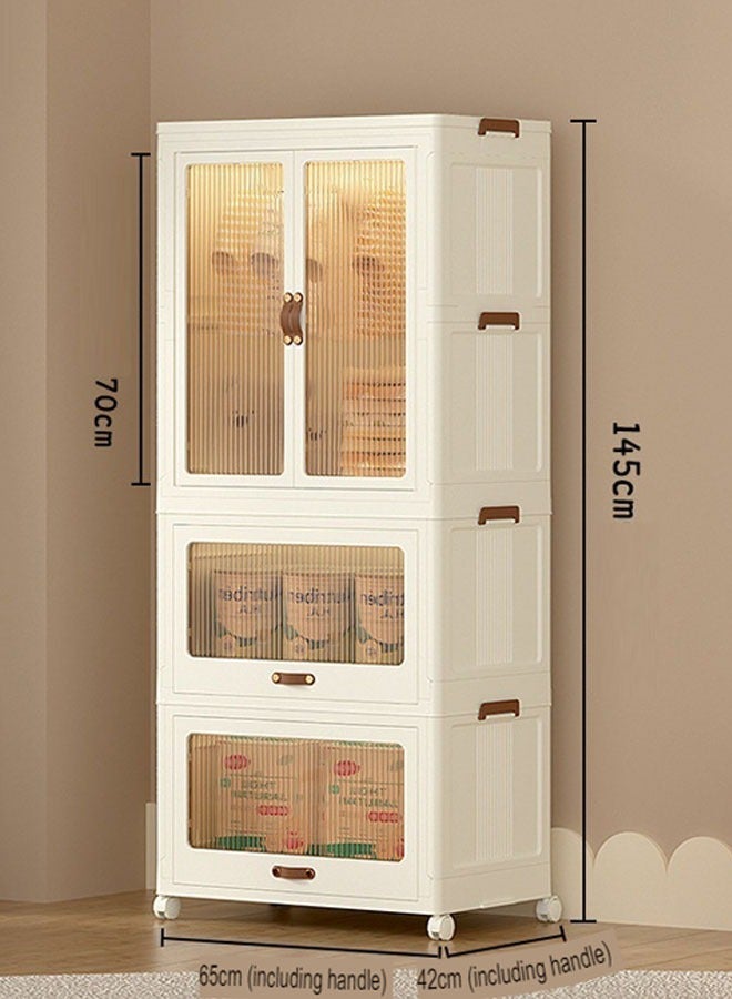 2 Layers Stylish Multi-Functional Storage 1 Cabinet & 2 Wardrobe