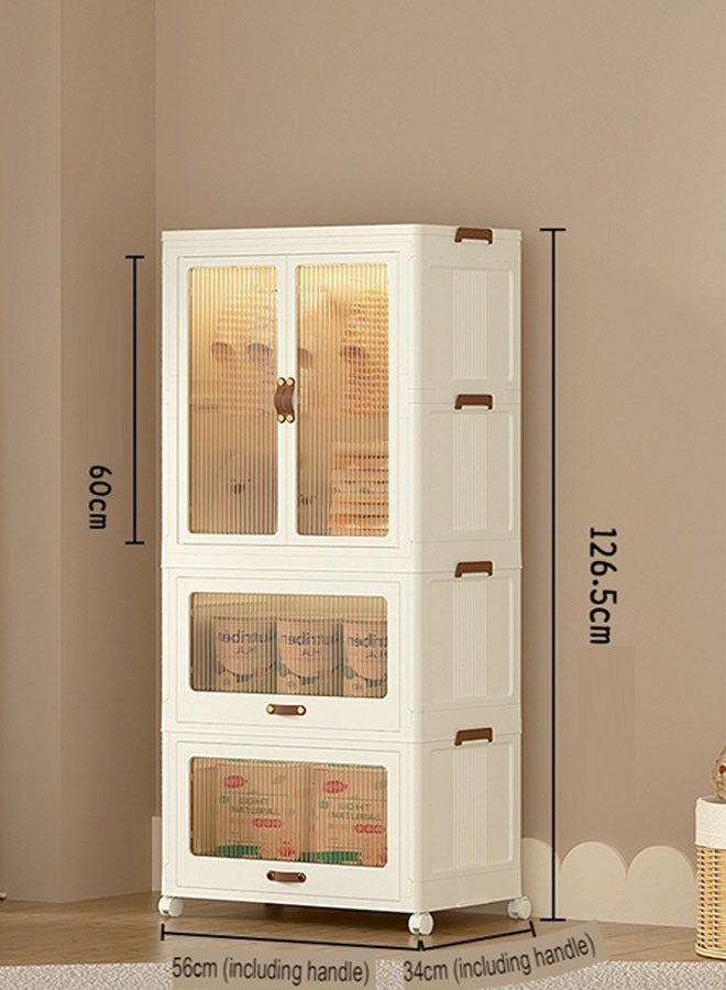 2 Layers Stylish Multi-Functional Storage 1 Cabinet & 2 Wardrobe