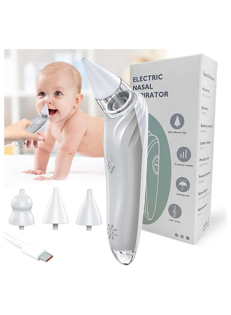 Baby Electric Nasal Aspirator, Adjustable 3 Level Suction with Music Function and Night Light Soothing, Toddler Deeply Nose Cleaner, Suitable for Infants Kids Toddlers