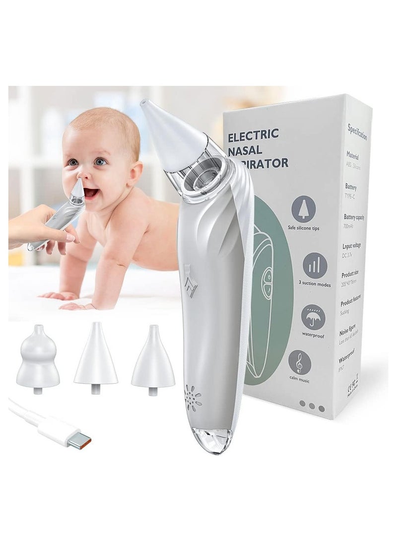 Baby Electric Nasal Aspirator, Adjustable 3 Level Suction with Music Function and Night Light Soothing, Toddler Deeply Nose Cleaner, Suitable for Infants Kids Toddlers