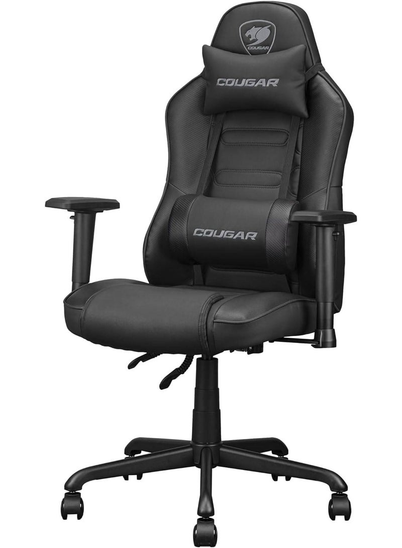 COUGAR Fusion S Ergonomic Gaming Chair, PVC Faux Leather, Metal 5-Star Base, , Built-in 3D Curved Lumbar Support, Adjustable Armrest, Class 4 Gas Lift Cylinder, 120 kg, Black | 3MFSLBLB.0001