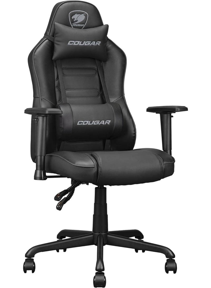 COUGAR Fusion S Ergonomic Gaming Chair, PVC Faux Leather, Metal 5-Star Base, , Built-in 3D Curved Lumbar Support, Adjustable Armrest, Class 4 Gas Lift Cylinder, 120 kg, Black | 3MFSLBLB.0001