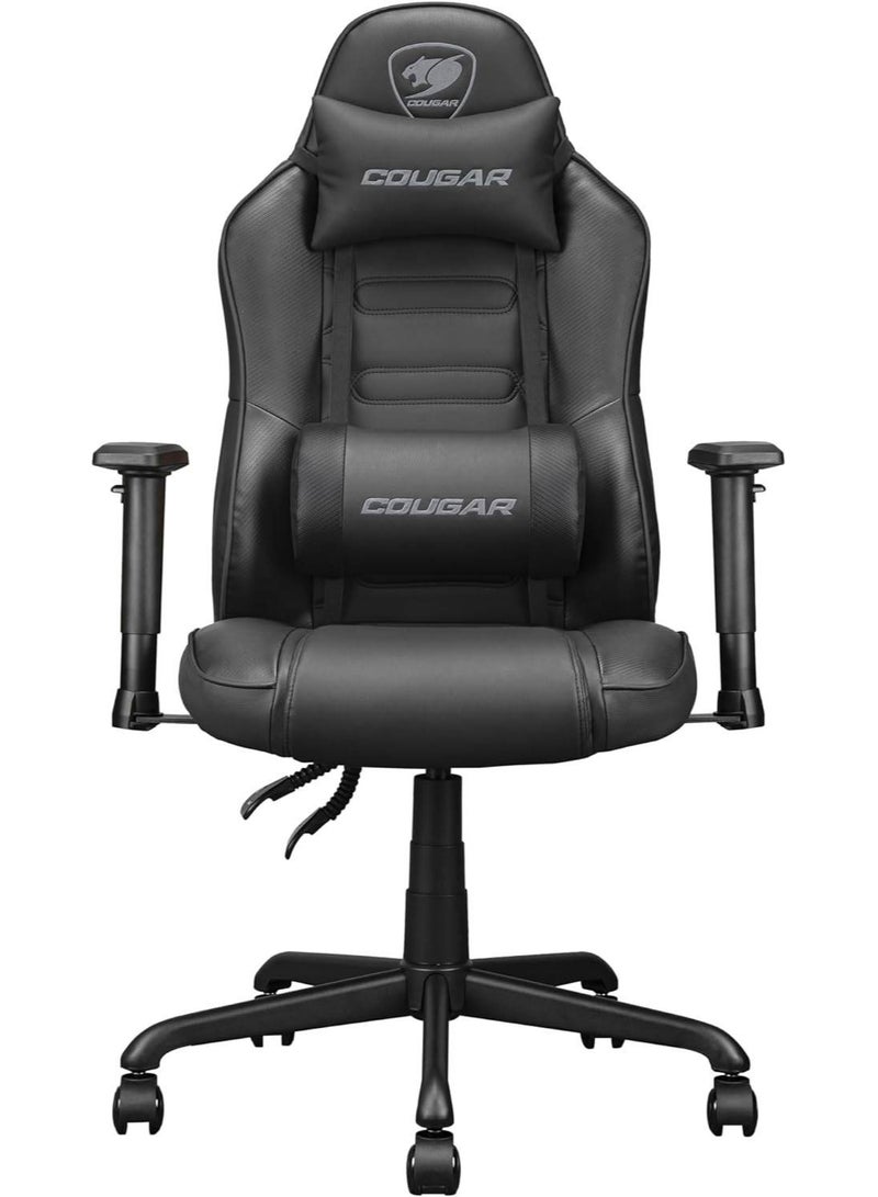 COUGAR Fusion S Ergonomic Gaming Chair, PVC Faux Leather, Metal 5-Star Base, , Built-in 3D Curved Lumbar Support, Adjustable Armrest, Class 4 Gas Lift Cylinder, 120 kg, Black | 3MFSLBLB.0001