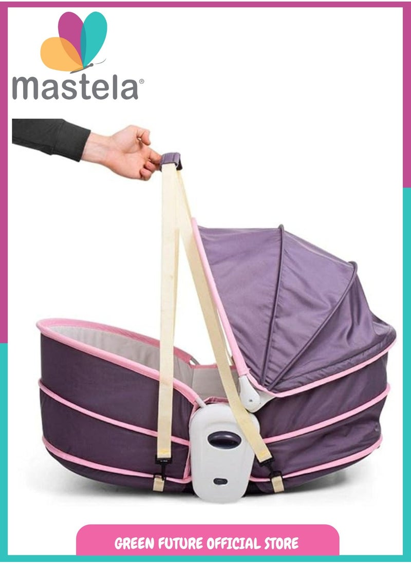 Baby Bassinet with Canopy - Portable Infant Rocking Cradle with Toy Bar and Soothing Vibration | 5-in-1 Foldable Baby Crib and Sleeper