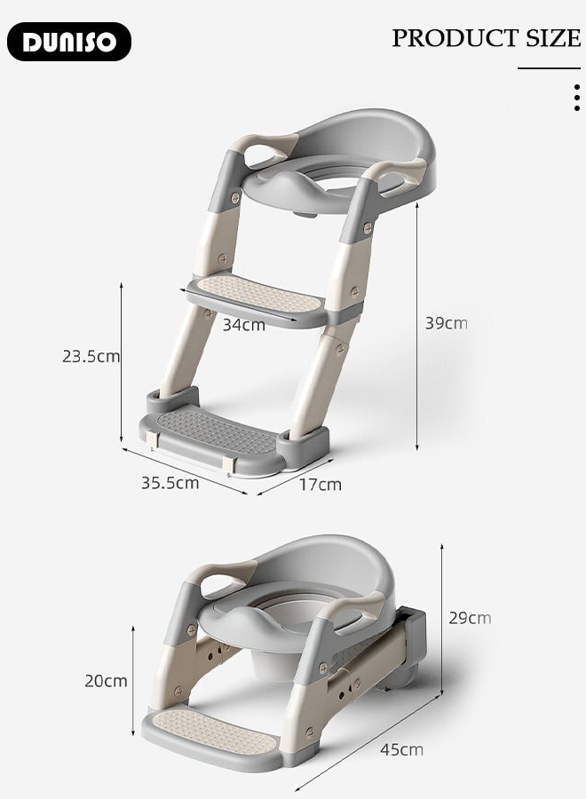 3-in-1 Kids Potty Training Toilet Seat with Step Stool Ladder,Toddlers-Comfortable Safe Potty Seat with Anti-Slip Pads Folding Ladder for Boys and Girls