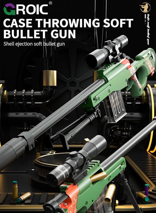 Toy Gun Soft Bullets Education Toy,Sniper Rifle Blaster Gun AWM, 32X Mirror Effect Toy Sniper Guns,DIY Toy with Rich Accessories ,Shooting Games Toys for Kids