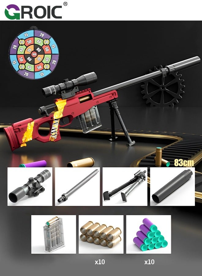 Toy Gun Soft Bullets Education Toy,Sniper Rifle Blaster Gun AWM, 32X Mirror Effect Toy Sniper Guns,DIY Toy with Rich Accessories ,Shooting Games Toys for Kids