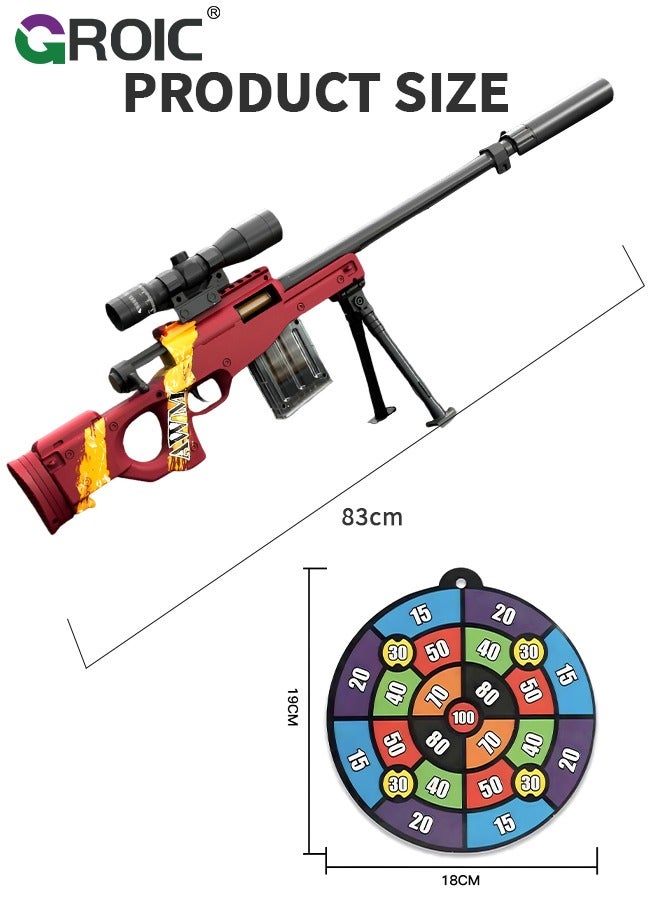 Toy Gun Soft Bullets Education Toy,Sniper Rifle Blaster Gun AWM, 32X Mirror Effect Toy Sniper Guns,DIY Toy with Rich Accessories ,Shooting Games Toys for Kids