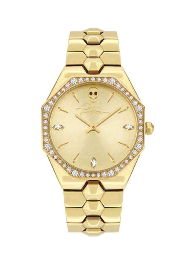 Women's Montaria Round Shape Stainless Steel Analog Wrist Watch 35 mm - Gold - P 16038BSG-22M