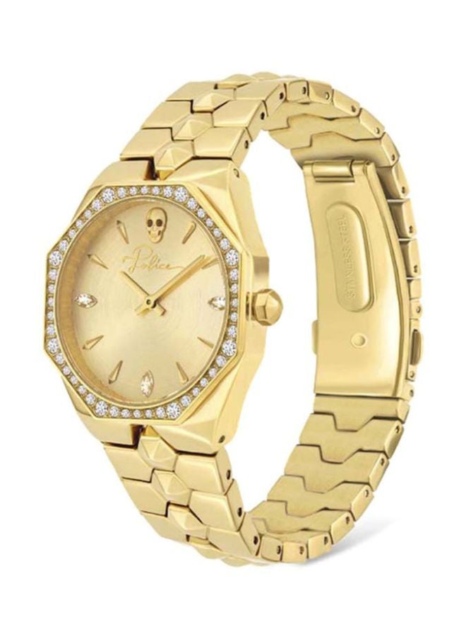 Women's Montaria Round Shape Stainless Steel Analog Wrist Watch 35 mm - Gold - P 16038BSG-22M