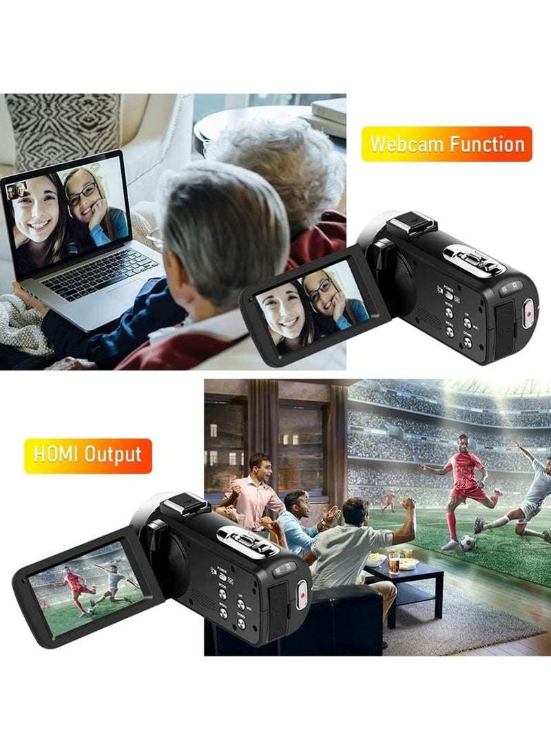 FHD 1080P Video Camera Camcorder 30FPS 36MP Digital Recorder with 2.8 Inch Screen and 270 Degree Rotation 8X Digital Zoom