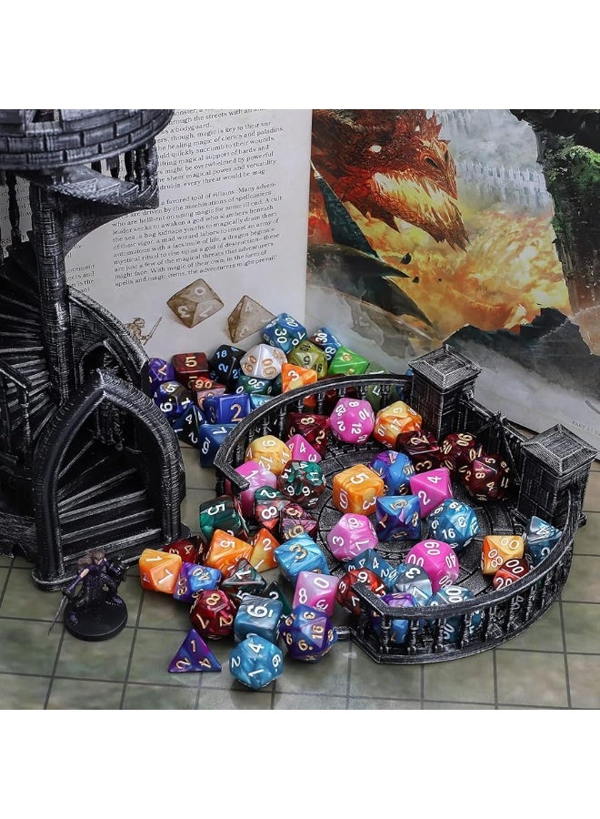 QMay DND Dice Sets  6 X 7 Polyhedral Dice 42pcs with 6 Drawstring Bags for Dungeons and Dragons RPG MTGRole Playing Table Game