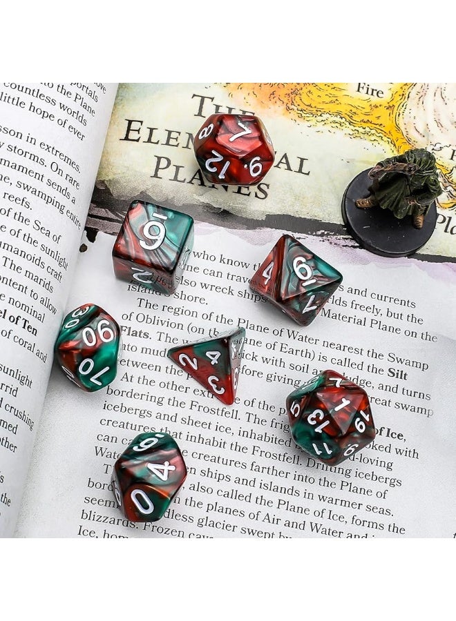 QMay DND Dice Sets  6 X 7 Polyhedral Dice 42pcs with 6 Drawstring Bags for Dungeons and Dragons RPG MTGRole Playing Table Game