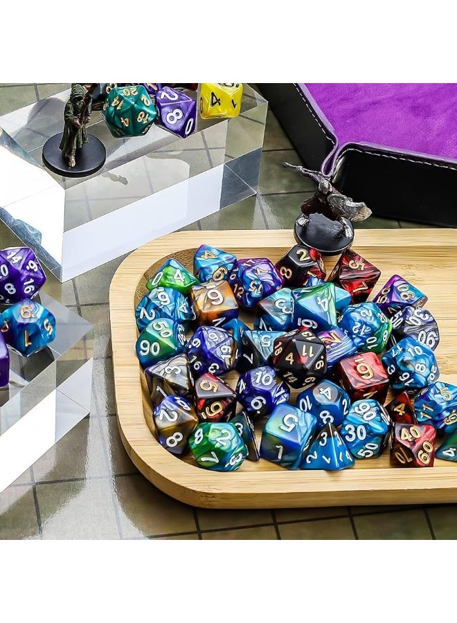 CiaraQ Polyhedral Dice Set (35 Pieces) with Black Pouches, 5 Complete Double-Colors Dice Sets of D4 D6 D8 D10 D% D12 D20 Compatible with Dungeons and Dragons DND RPG MTG Table Games