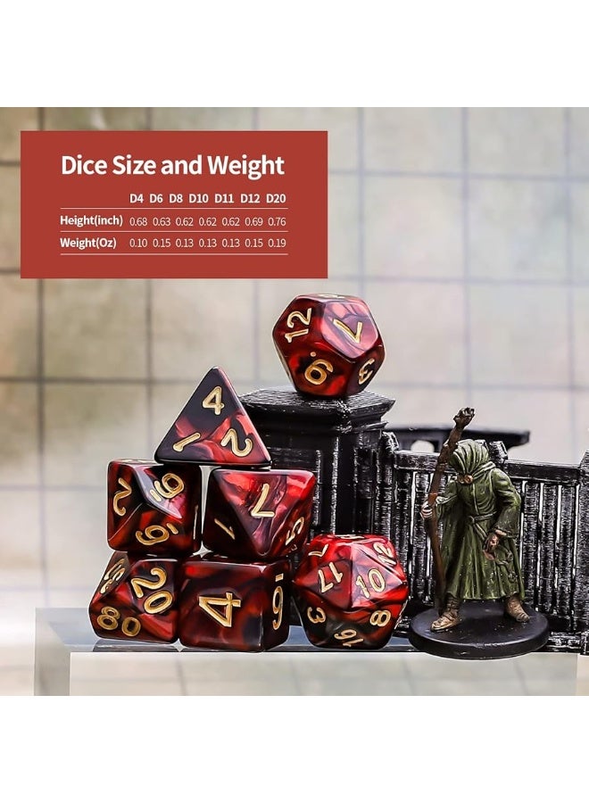 CiaraQ Polyhedral Dice Set (35 Pieces) with Black Pouches, 5 Complete Double-Colors Dice Sets of D4 D6 D8 D10 D% D12 D20 Compatible with Dungeons and Dragons DND RPG MTG Table Games