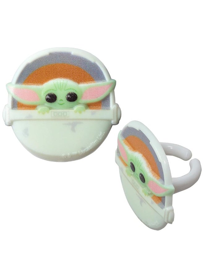 DECOPAC Star Wars The Mandalorian The Child Rings, Cupcake Decorations, Food Safe Cake Toppers â€“ 24 Pack