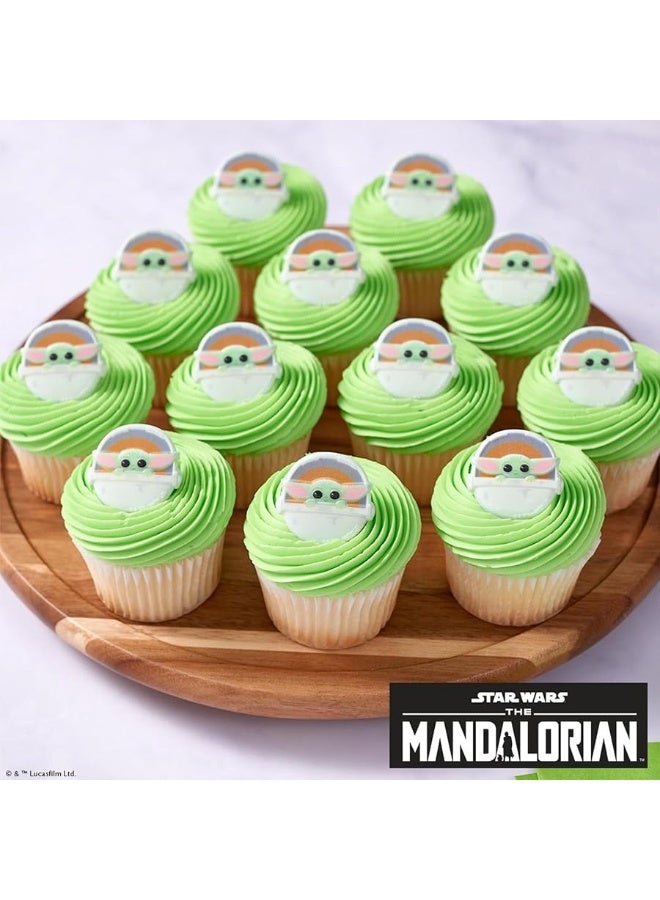 DECOPAC Star Wars The Mandalorian The Child Rings, Cupcake Decorations, Food Safe Cake Toppers â€“ 24 Pack