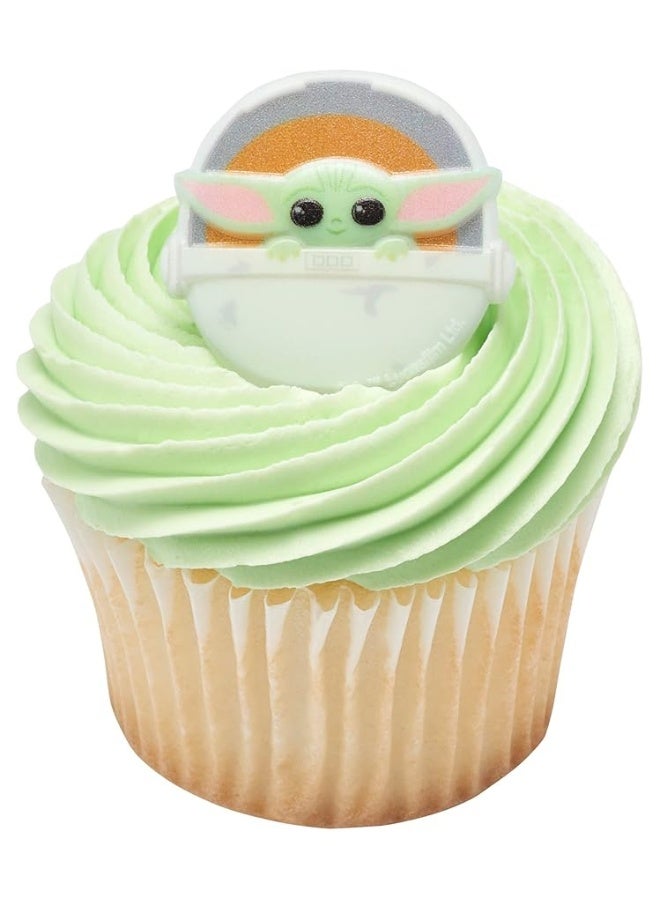DECOPAC Star Wars The Mandalorian The Child Rings, Cupcake Decorations, Food Safe Cake Toppers â€“ 24 Pack