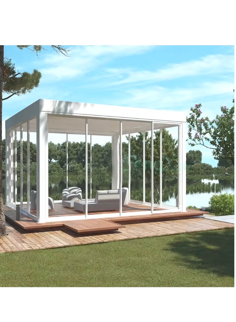 Shuttered roof aluminum 3x4m gazebo with sliding glass door