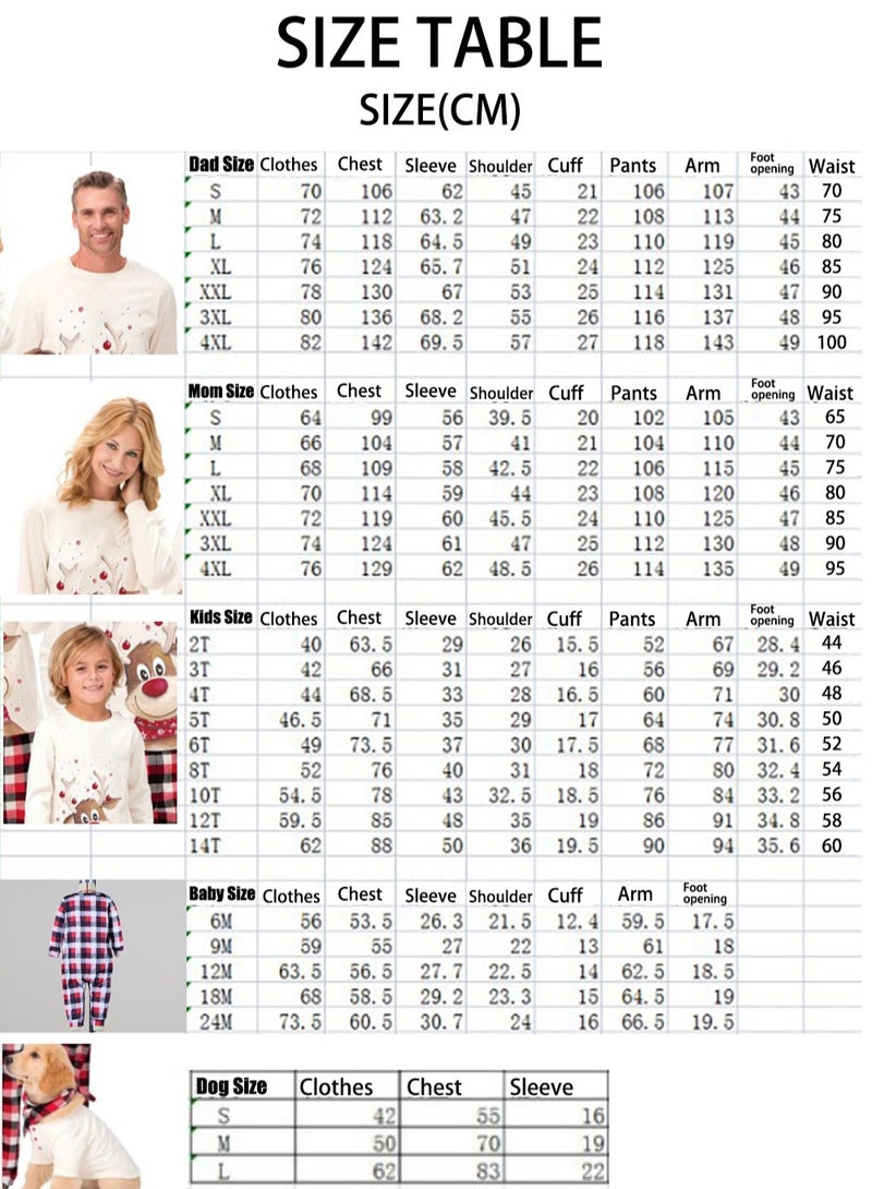 Children's Family Matching Pajamas Holiday Matching Clothing Long-Sleeved Parent-Child Pajamas for Home Suitable for Women Men Children and Pets (Mom Size)