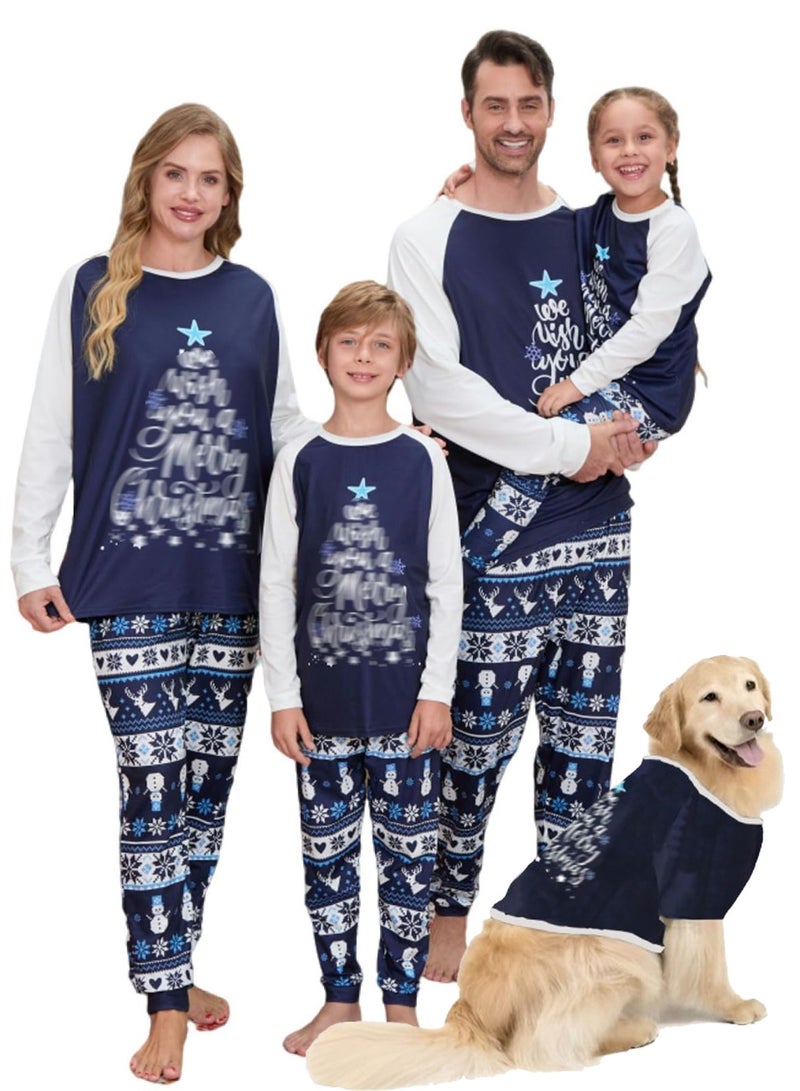 Children's Family Matching Pajamas Holiday Matching Clothing Long-Sleeved Parent-Child Pajamas for Home Suitable for Women Men Children and Pets (Women Size)