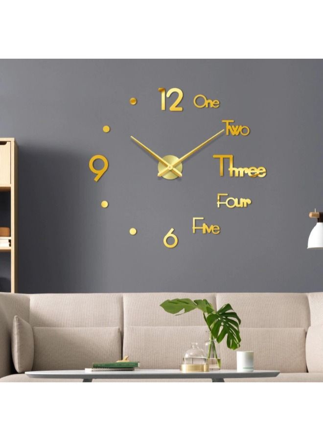 Wall Clock Frameless Acrylic Wall Clock Home Decor for Living, Room, Bedroom & Office Decorations - Gold