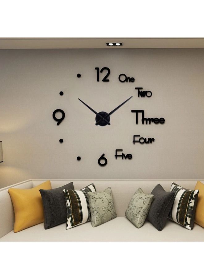 Wall Clock Frameless Acrylic Wall Clock Home Decor for Living, Room, Bedroom & Office Decorations - Black