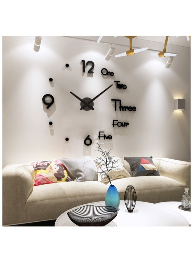 Wall Clock Frameless Acrylic Wall Clock Home Decor for Living, Room, Bedroom & Office Decorations - Black