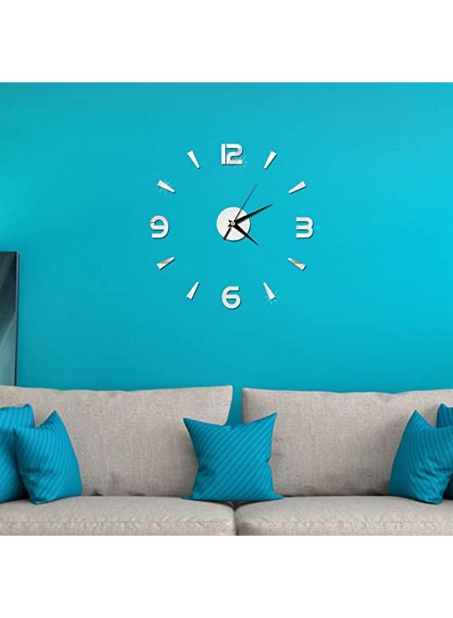 Acrylic Wall Clocks for Living Room Decor, DIY Wall Clock Modern Stylish Wall Clock for Home Office Decorations Ideas - Silver