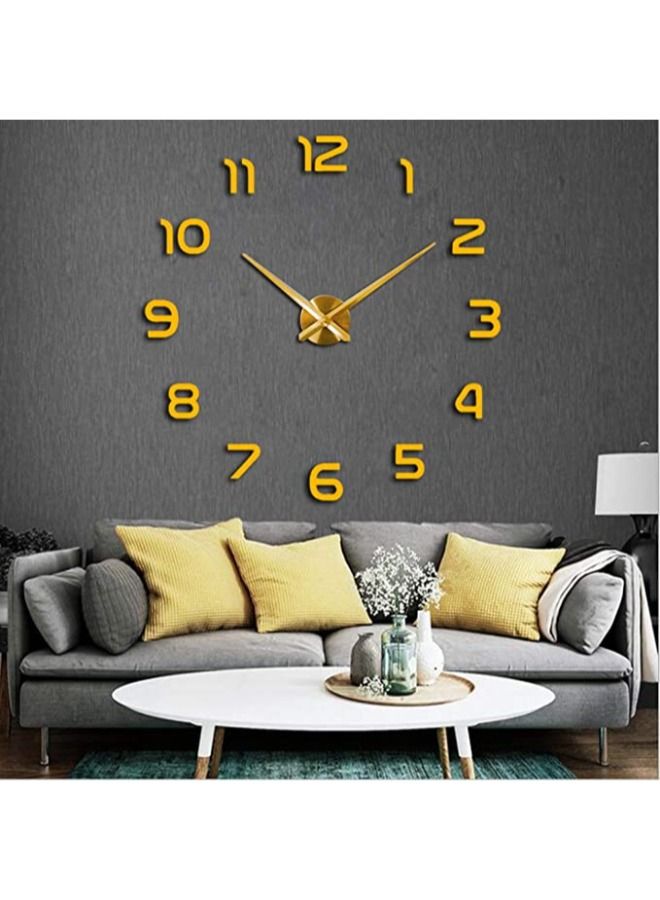 Stylish DIY Wall Clock Mirror Wall Clock Silent Non Ticking for Home Living Room Bedroom Office Decoration - Gold