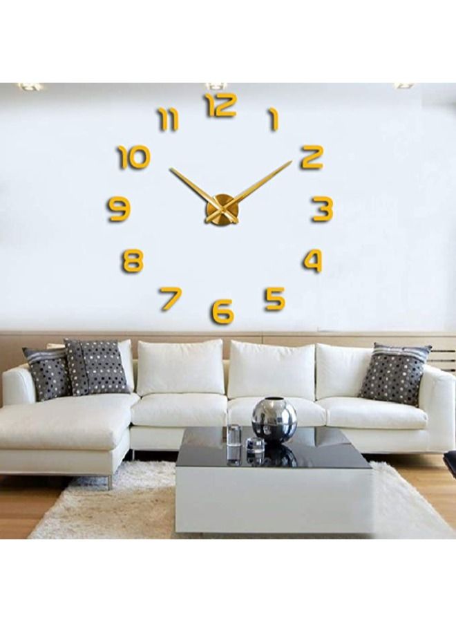 Stylish DIY Wall Clock Mirror Wall Clock Silent Non Ticking for Home Living Room Bedroom Office Decoration - Gold