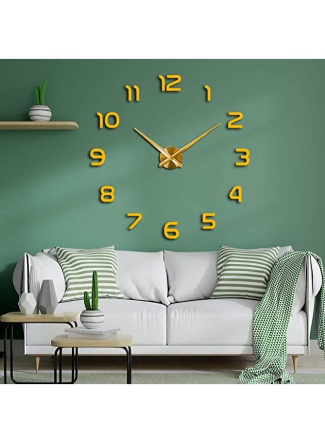 Stylish DIY Wall Clock Mirror Wall Clock Silent Non Ticking for Home Living Room Bedroom Office Decoration - Gold