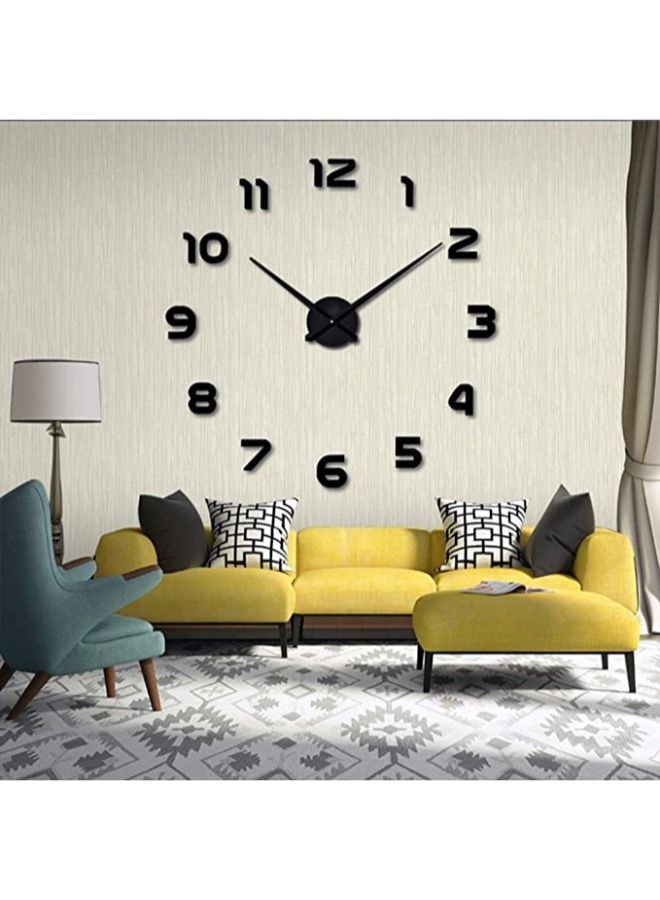 Stylish DIY Wall Clock Mirror Wall Clock Silent Non Ticking for Home Living Room Bedroom Office Decoration - Black