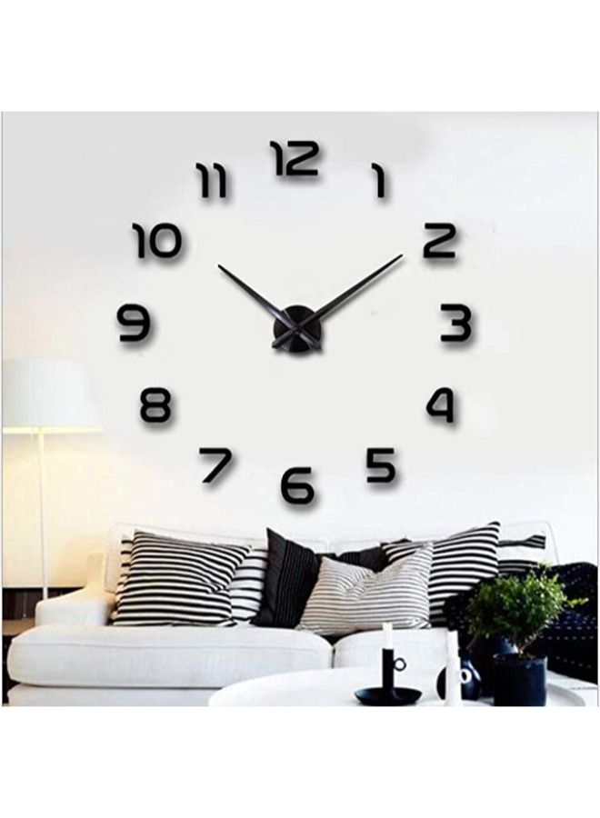 Stylish DIY Wall Clock Mirror Wall Clock Silent Non Ticking for Home Living Room Bedroom Office Decoration - Black