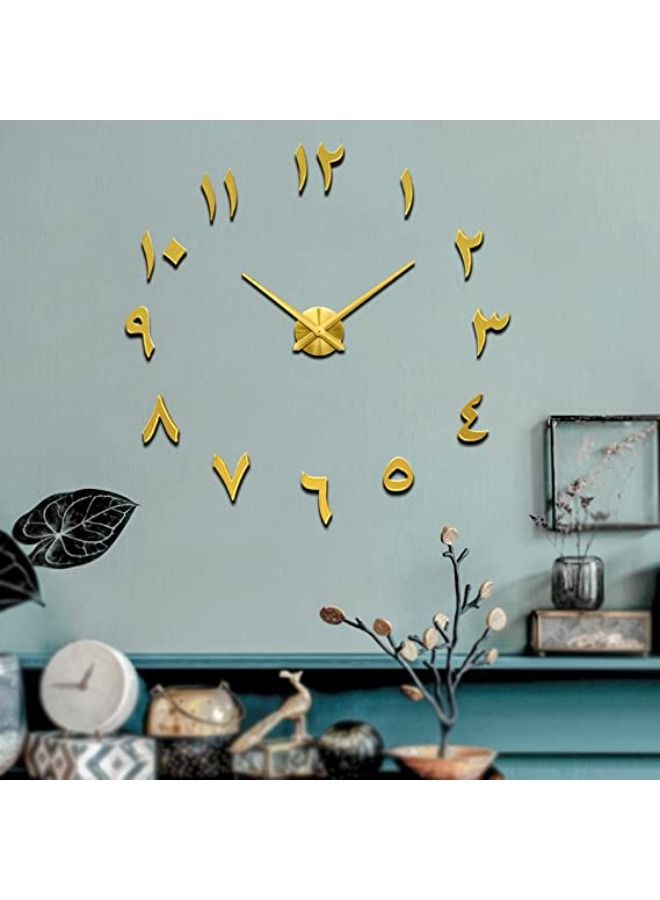 DIY Acrylic Wall Clock Modern Design Wall Clock Frameless Home Art Decor Quartz - Gold