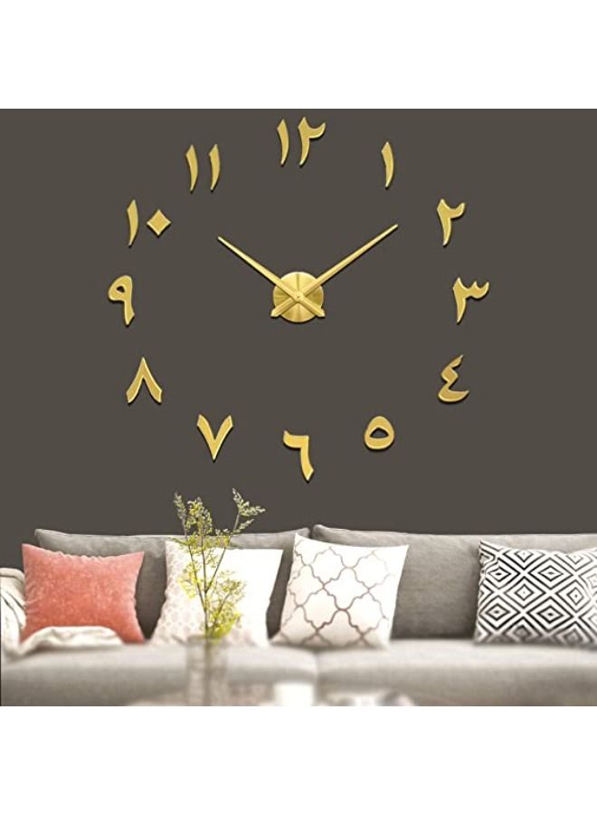 DIY Acrylic Wall Clock Modern Design Wall Clock Frameless Home Art Decor Quartz - Gold