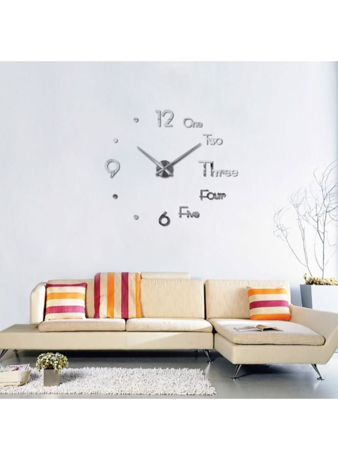 Wall Clock Frameless Acrylic Wall Clock Home Decor for Living, Room, Bedroom & Office Decorations - Silver