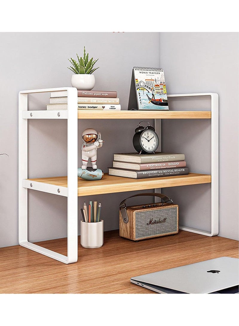 Desktop Organizer & Desk Storage Bookshelf Small Countertop Bookcase Multi-Functional Storage Rack for Home Office