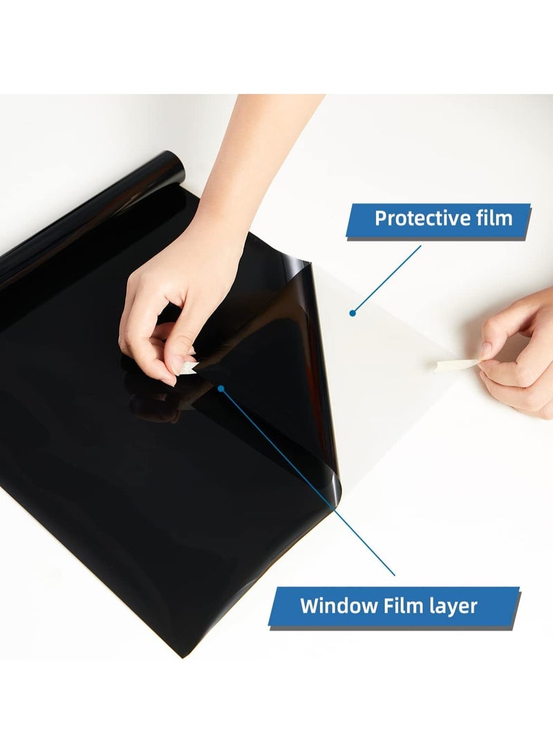 One Way Privacy Window Film, Premium PET Material Daytime Reflective Heat Control Anti UV Door Sticker Window Tint for Home Office Living Room Cosmic Black 60 * 200cm