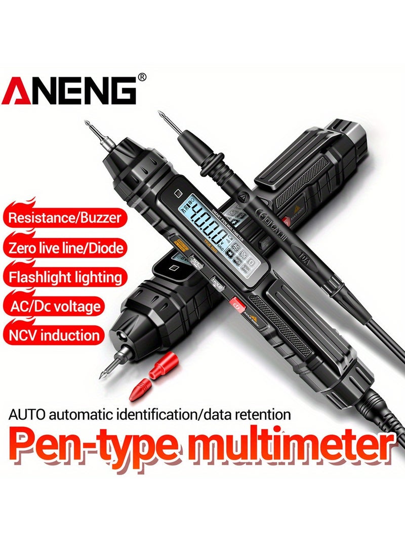 Aneng A3005 Digital Multimeter Pen, Battery-Powered, High Precision & Reliability, For Electricians - Measures Ac/Dc Voltage, Resistance, Continuity, With Lcd Display & Flashlight, Includes Manual