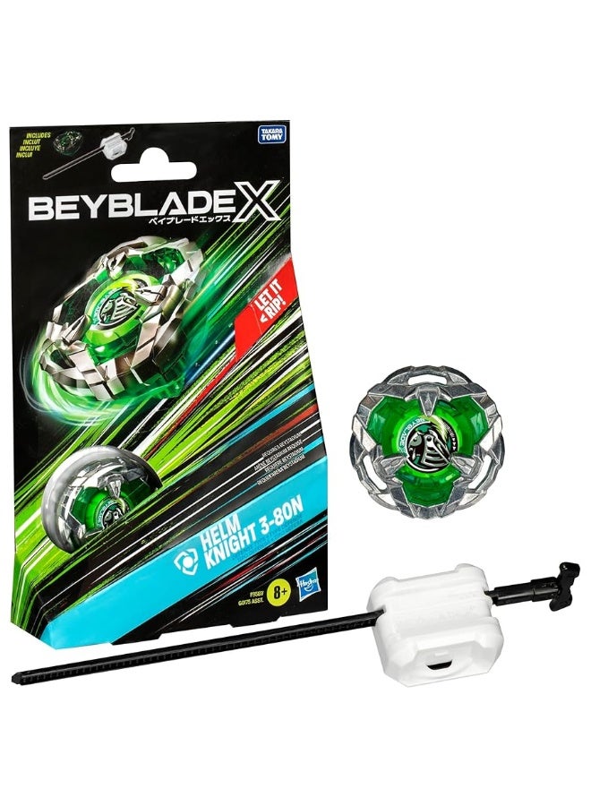 Beyblade X Helm Knight 3-80N Starter Pack Set with Defense Type Right-Spinning Top and Launcher; Battling Top Toys for 8 Year Old Boys and Girls