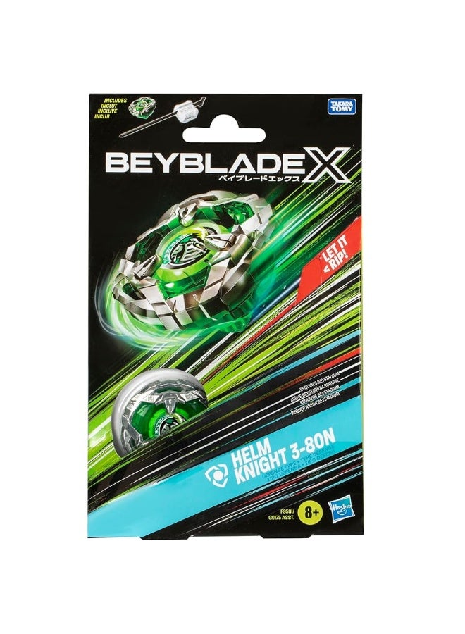 Beyblade X Helm Knight 3-80N Starter Pack Set with Defense Type Right-Spinning Top and Launcher; Battling Top Toys for 8 Year Old Boys and Girls