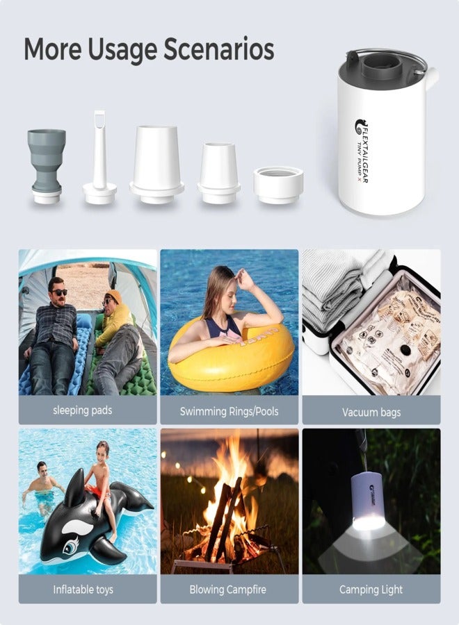 Tiny Pump Ultra Mini Air Pump Portable Inflate Deflate Pool Floats Air Bed Air Mattress Swimming Ring Storage Bags Rechargeable  Vacuum Outdoor for Camping Hiking and Lighting