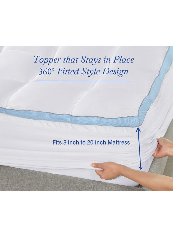 California Design Den Extra Thick Full Size Bed Mattress Topper, Plush Full Size Pillow top Mattress Topper for Bed, Very Thick Mattress Pad Cover