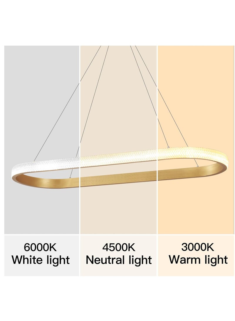 Modern Oval LED Chandelier Dining Room, Gold Acrylic Chandelier Light for Kitchen Island Table, Study, Dimmable & Height Adjustable Chandeliers lamp