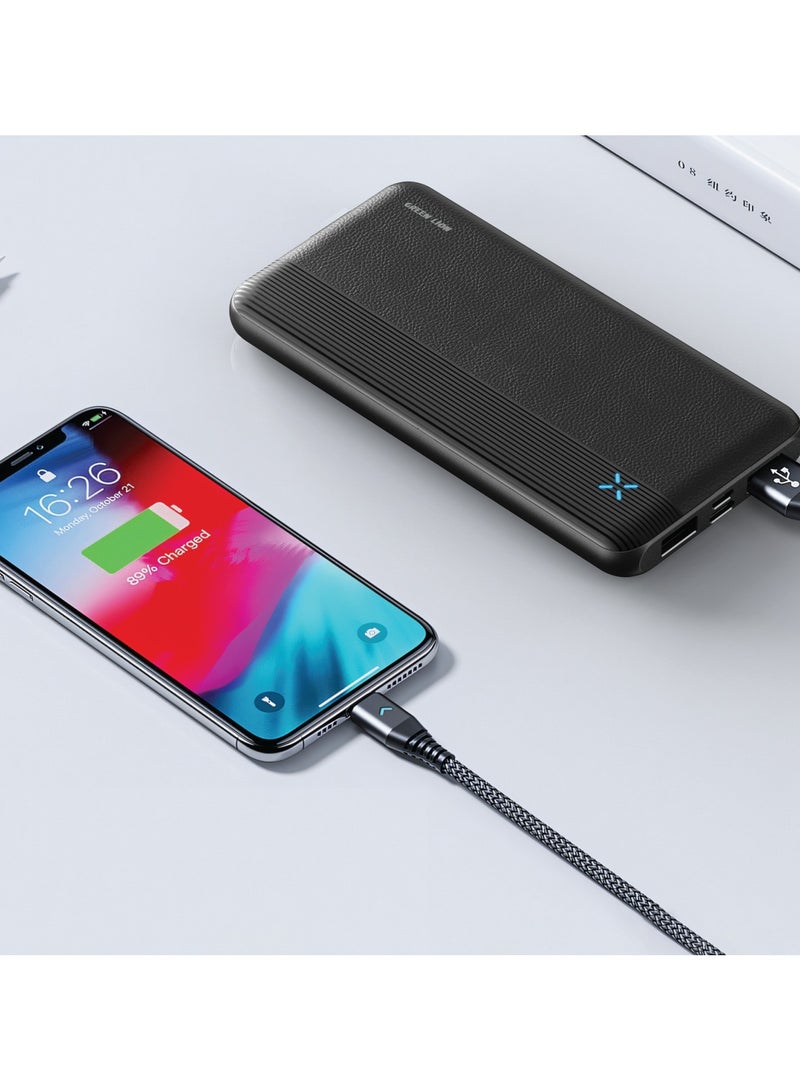 Milos 10000mAh Powerbank / PD20W Fast Charging / LED Indicator / Charge Multiple Devices / Micro/USB-A/USB-C Port / Compact & Slim Design / Lithium Polymer Battery Type - Black