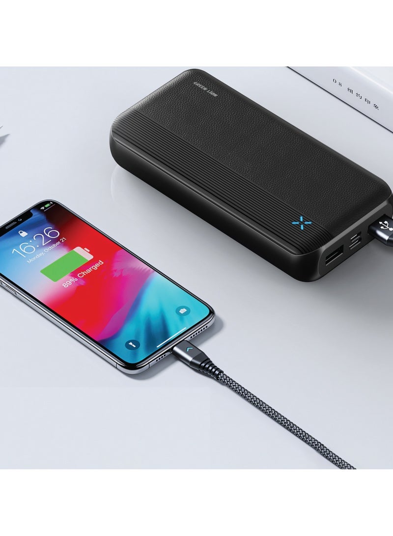 Milos 20000mAh Powerbank / PD20W Fast Charging / LED Indicator / Charge Multiple Devices / Micro/USB-A/USB-C Port / Compact & Slim Design / Lithium Polymer Battery Type - Black