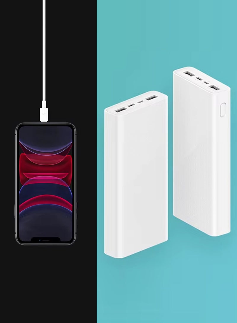 20000 mAh Power Bank Portable Charger,18W High Capacity, External Battery Pack Compatible with Smart Devices White